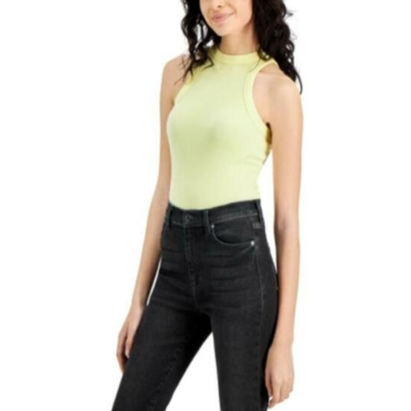 Crave Fame Juniors' Sleeveless Racerback Ribbed Knit Tank Top Yellow S, $16 NWT - Picture 1 of 4